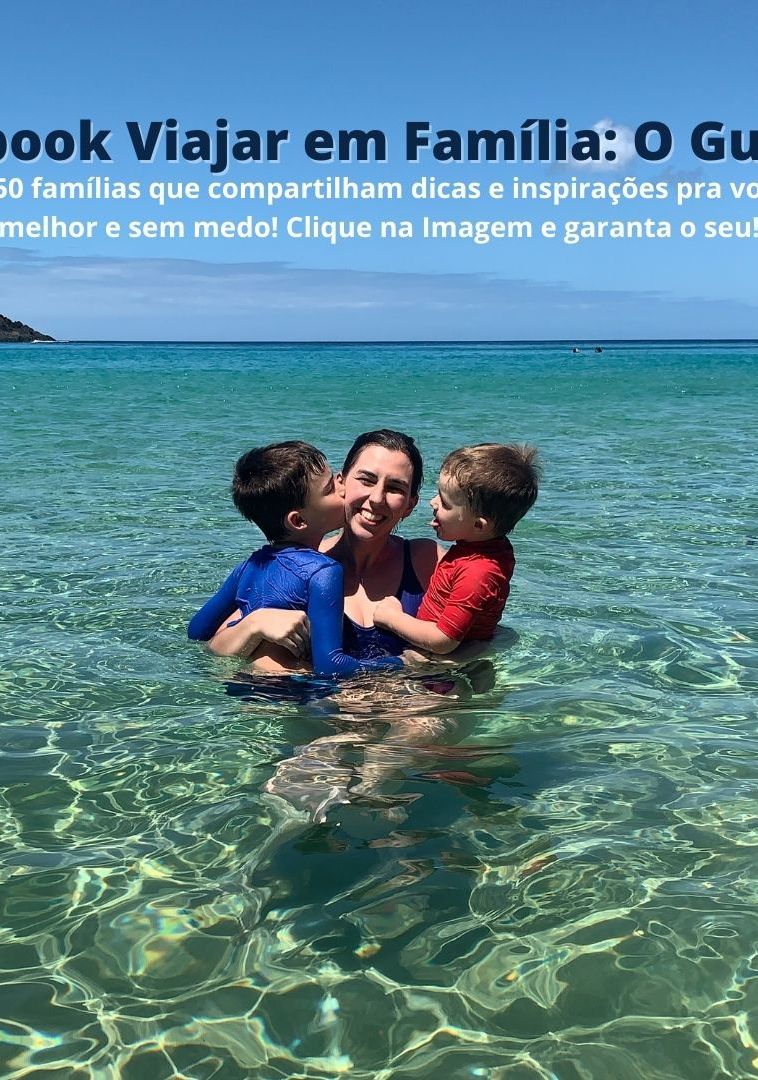 mãe com filhos no mar divulgaçao e-book viajar em familia