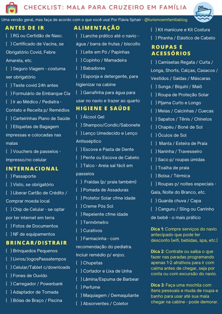 Checklists De Viagem - Turismo Em Família