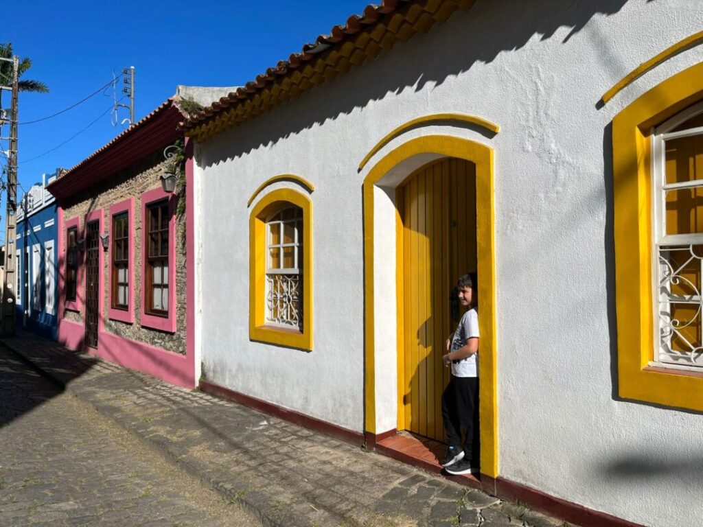 duas casas históricas coloridas.